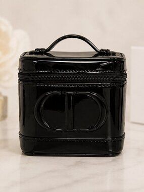 Christian Dior GWP Black Patent Vanity Case – Top Handle Mini Bag